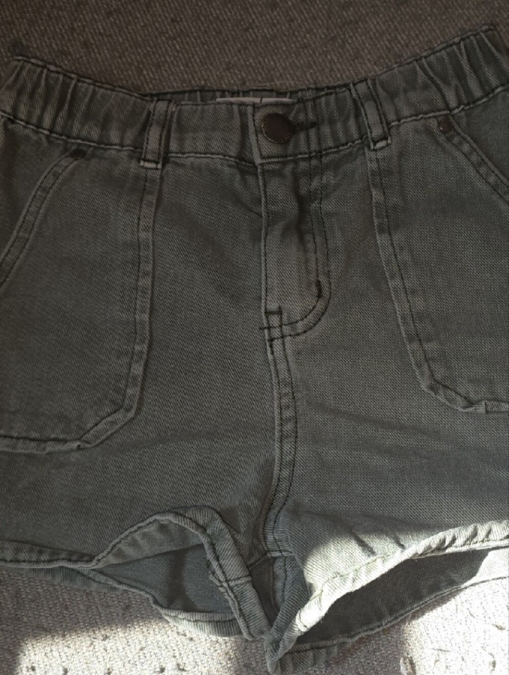 Kids Olive Green Elastic-Waist Casual Shorts